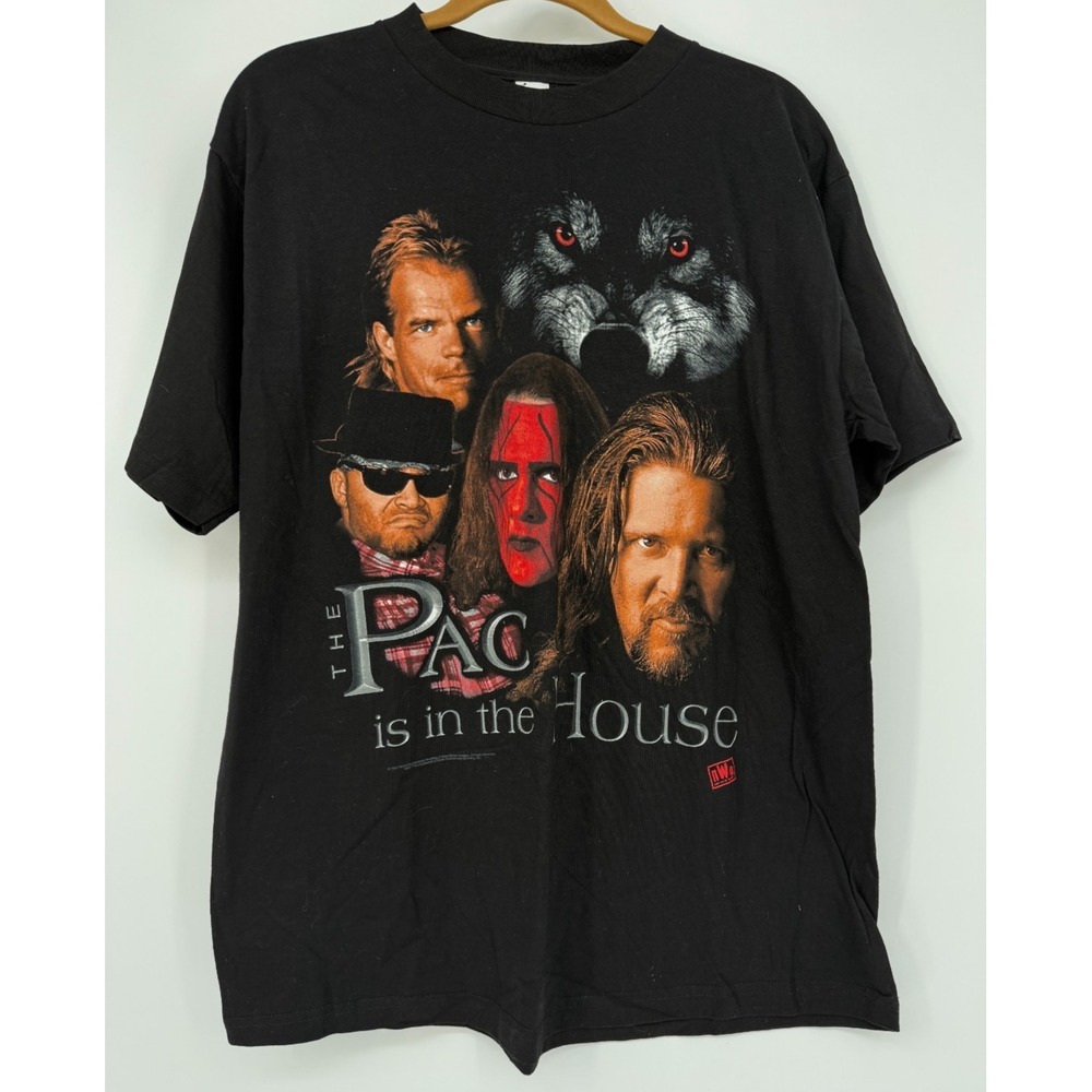Vintage WCW NWO The Pack Is In The House Wolf Graphic T Shirt Black 90s USA L